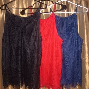 Target Lace Camisoles - Black, Red, and Blue